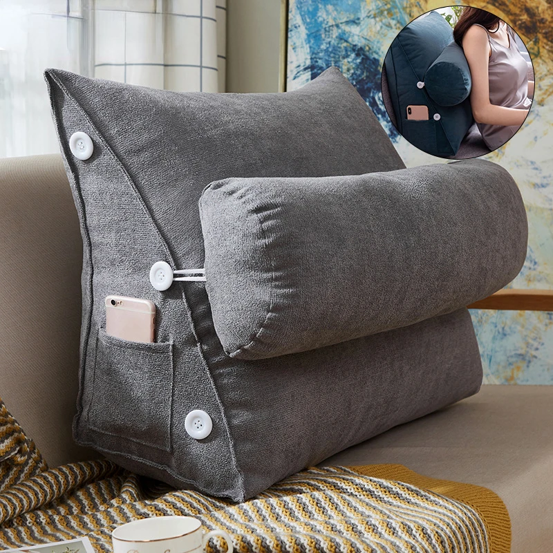 

Triangular Cushion Chair Bedside Lumbar Chair Backrest Lounger Lazy Office Chair Living Room Reading Pillow Household Decor