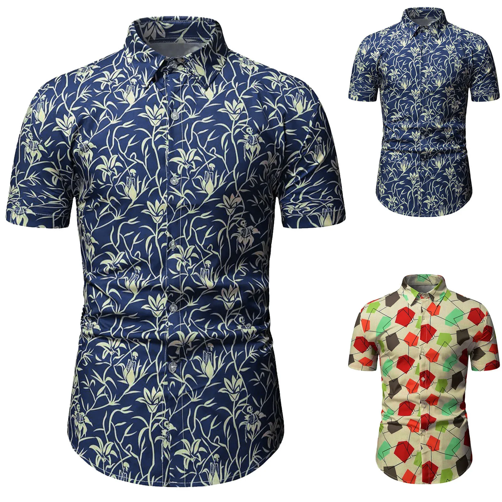 

Green Collared Shirt Men Summer Spring Casual Short Sleeve Beach Shirts Fashion Top Blouse Shirts Black White Stripe