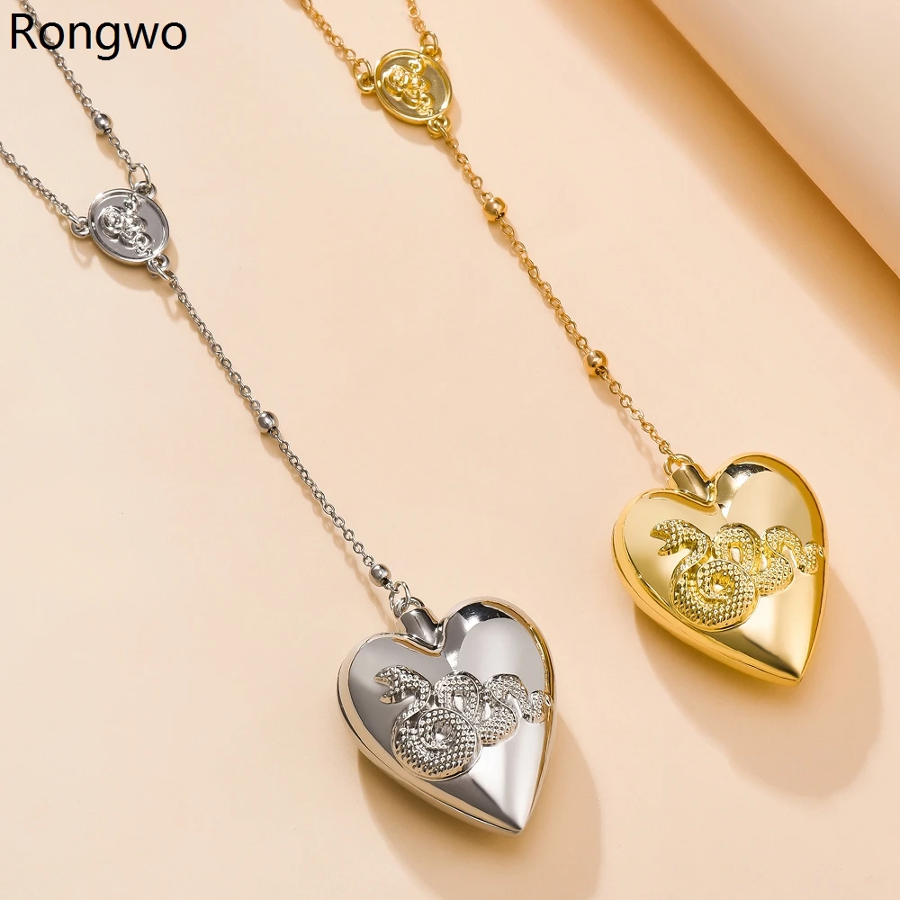 

Rongwo Lana Del Rey Snake Heart Luxury Pendant Necklace Famous Popular Long Chain Choker for Women Girls Christmas Gifts