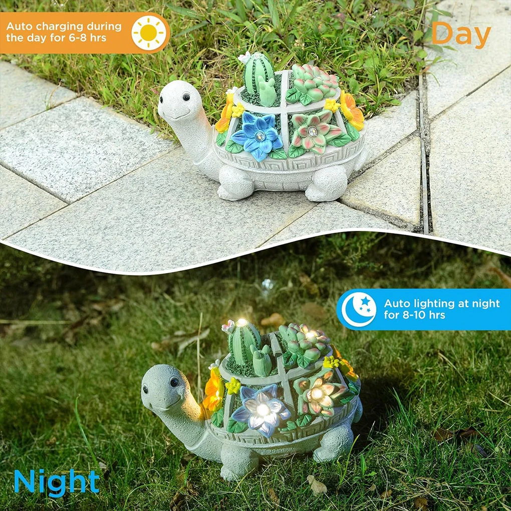 Handicrafts Turtle Garden Ornament With Solar Night Light Outdoor Decor Ornaments