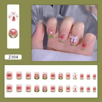 new manicure stickers wearing nail nails pink green spring spring and summer new white bow girl cute wholesale