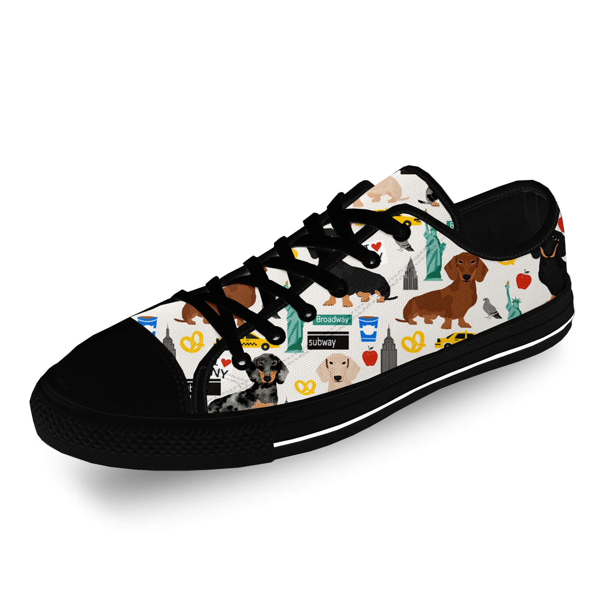 

Dachshund Pug Teckel Cartoon Dog Casual Cloth Fashion 3D Print Low Top Canvas Shoes Men Women Lightweight Breathable Sneakers