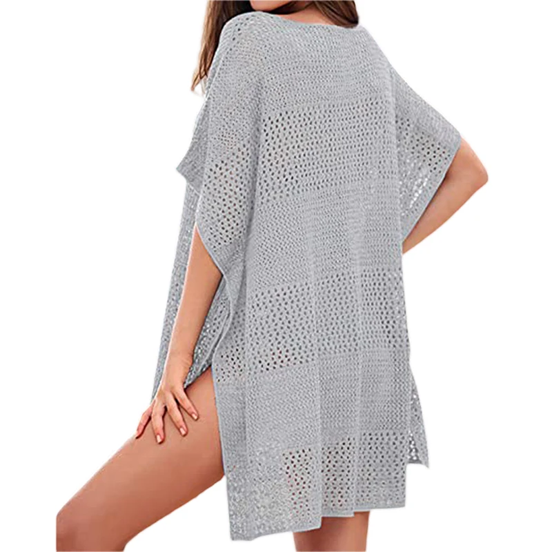 Новое поступление женское летнее бикини-накидка однотонное короткое свободное