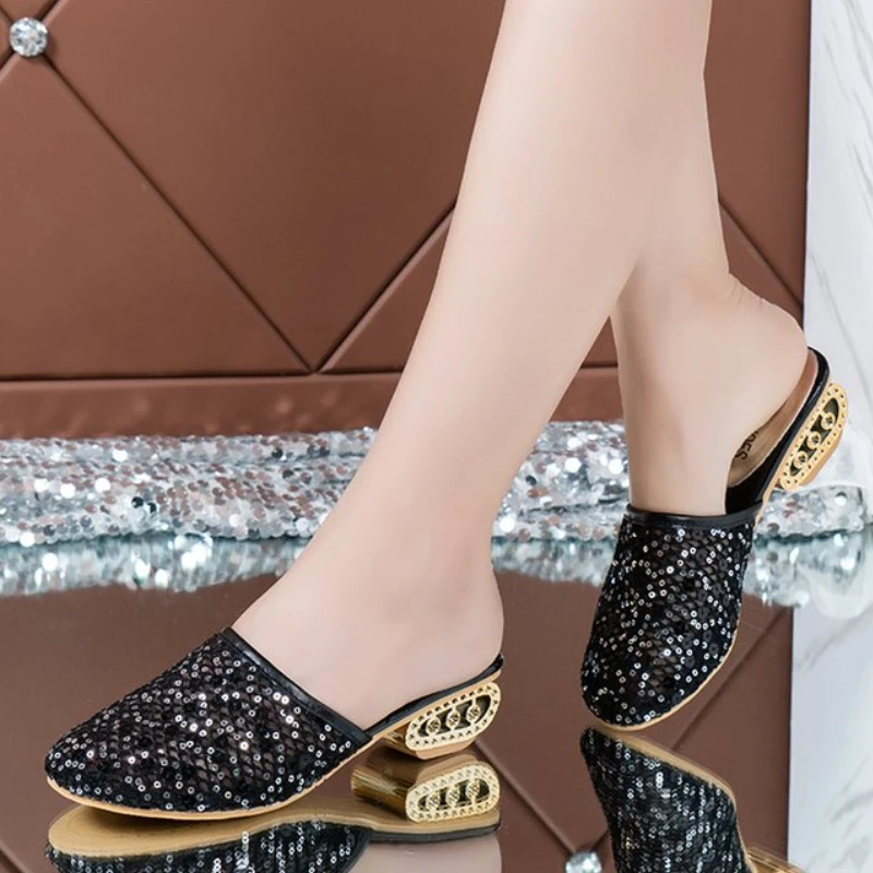 

Сандалии женские сетчатые средней длины, модные босоножки с прорезями, без застежки, простые тапочки, весна-лето 2022