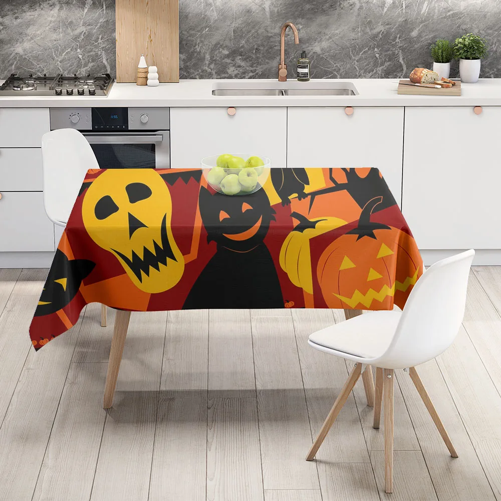 

Скатерть с мультяшным рисунком Happy Holloween Pumkin, Прямоугольный Коврик для пикника, покрытие для стола, украшение для дома, стола, ресторана, вечеринки, комнаты