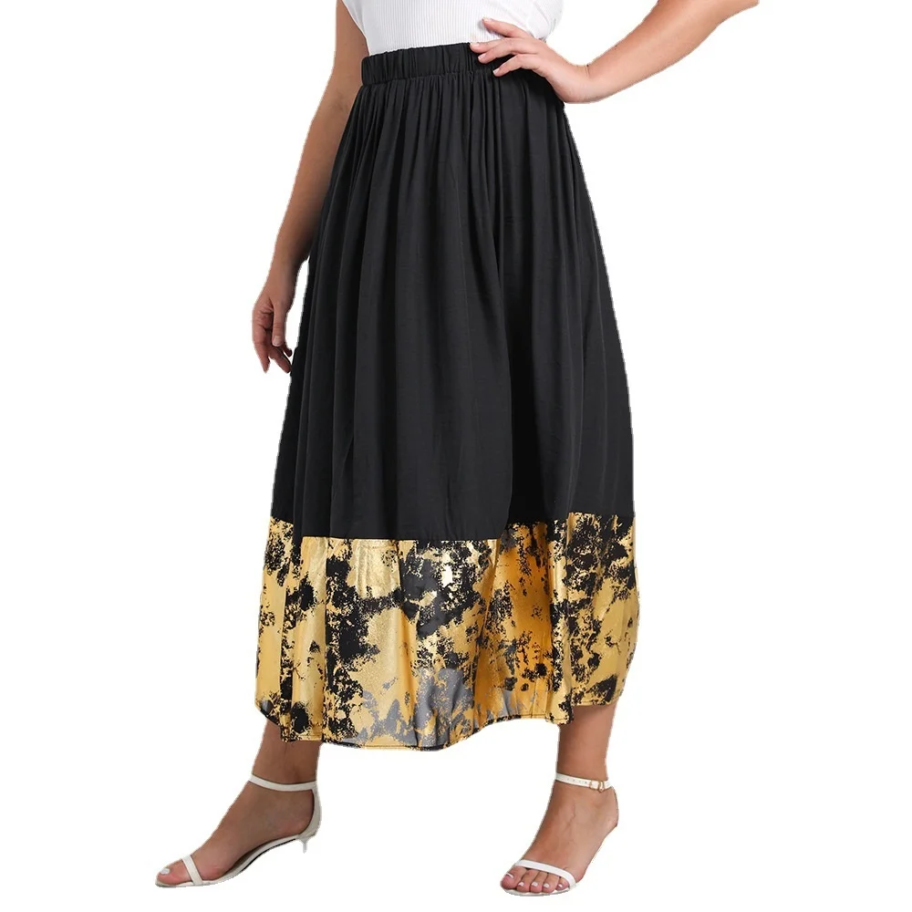 

Plus size Large women's spring hot style elegant A-line skirt fashion Printed Dress