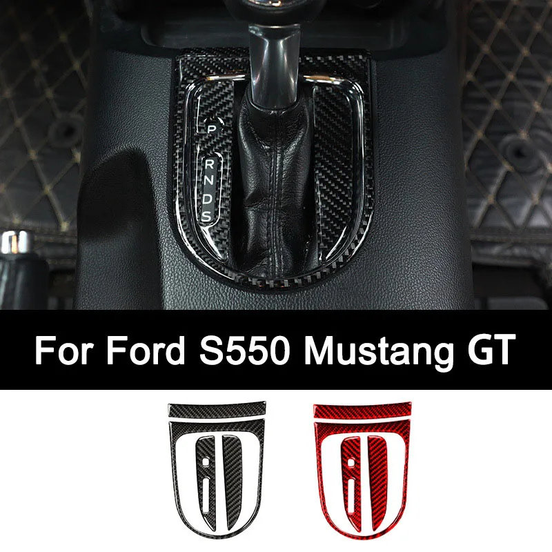 Фото Для Ford S550 Mustang GT 2015-2021 YEAR Премиум из углеродного волокна, автомобильная коробка переключения передач, наклейка на панель, аксессуары для модификации интерьера №1