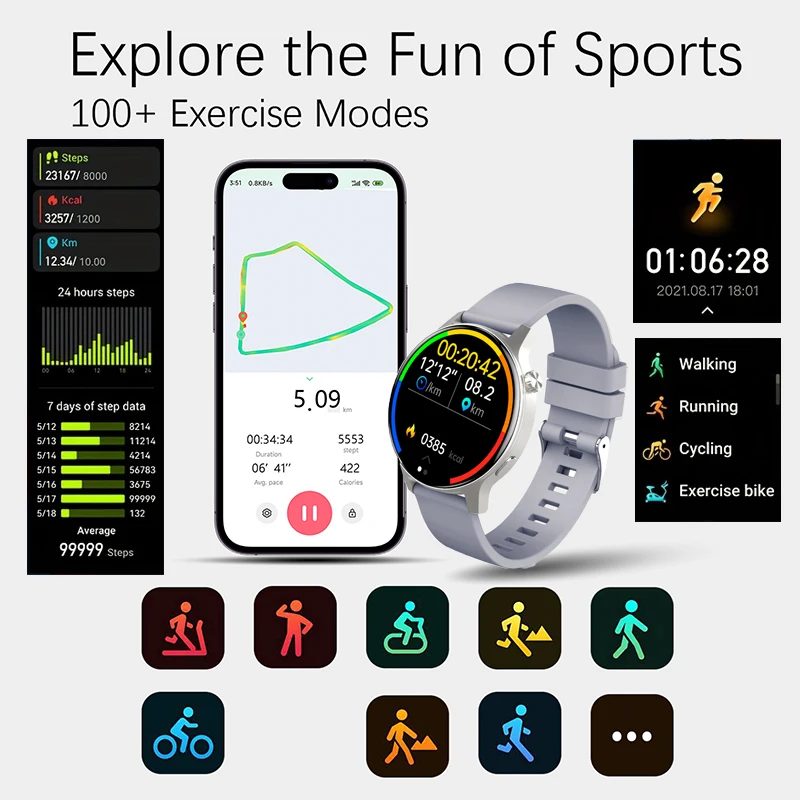 Умные часы для пар 5 4 Bluetooth-вызов 1 43-дюймовый AMOLED-экран разрешение 466*466 женские