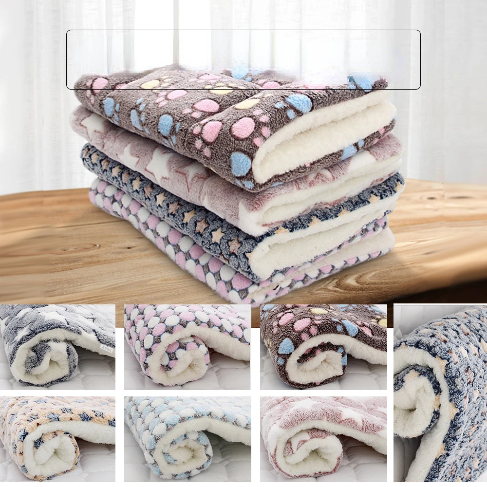 

2022Flannel Thickened Pet Soft Fleece Pad Pet Blanket Bed Mat For Puppy Dog Cat Sofa Cushion Home Rug Keep Warm Sleeping Cover