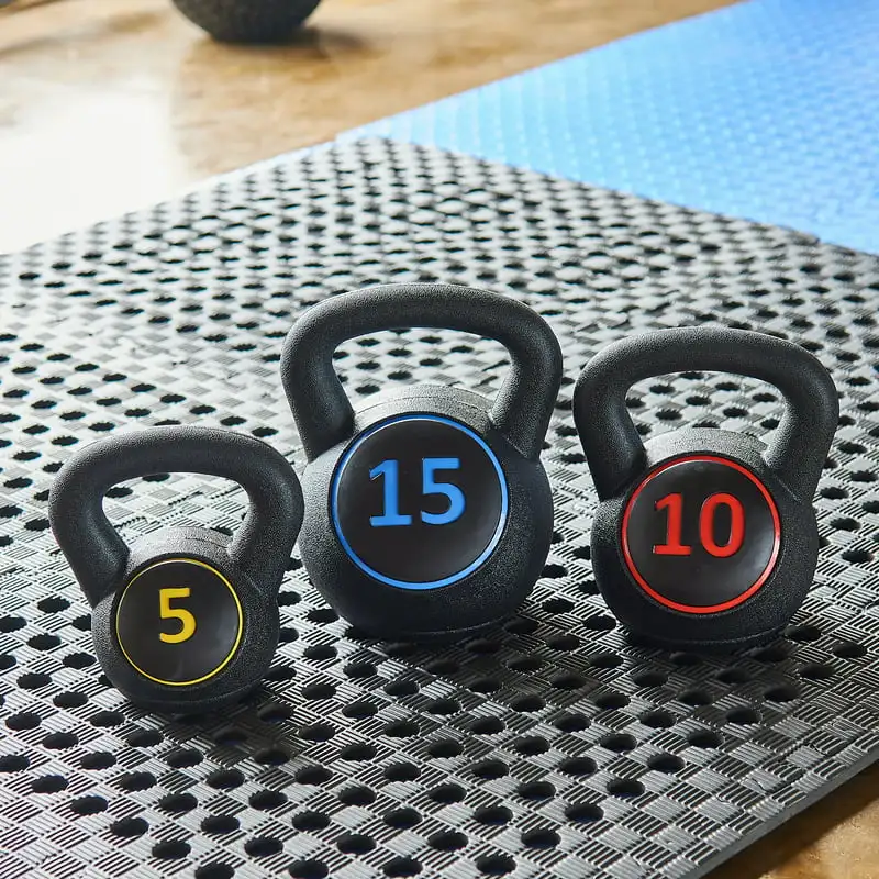 

Wide Grip 3-Piece Kettlebell Exercise Fitness Weight Set, Include 5 lbs, 10 lbs, 15 lbs