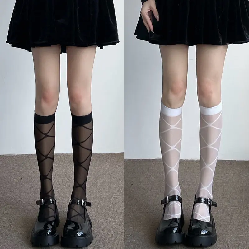 

Japanese Style Lolita Knee Socks Summer Thin Nylon Stockings Long Socks Plaid College Style JK Girls Stockings Knee High Socks