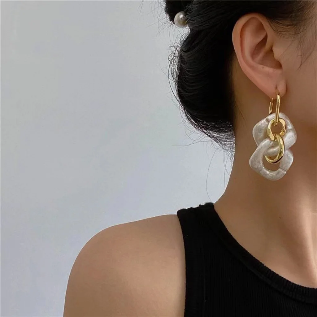 

Fashionable High-end Chain Exaggerated Long Earrings Alloy All-match Light Luxury Niche Design Earrings Women's Earrings