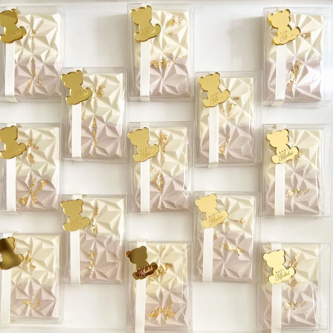 24 шт. деревянный медведь детский душ шоколадный баннер персонализированное имя