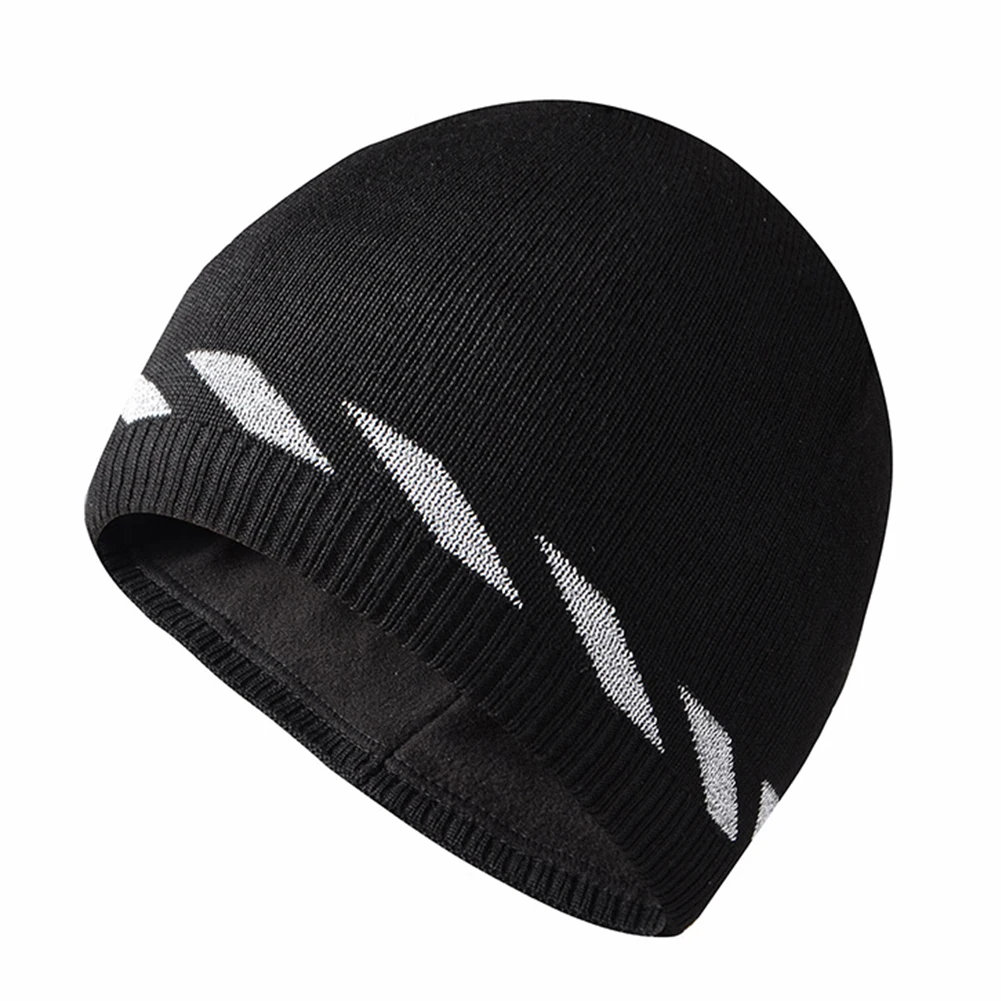 

Women Men Knitted Hat Outdoor Sport Warm Soft Night Unisex Stretch Accessories Geometric Reflective Autumn Winter Beanie Elastic