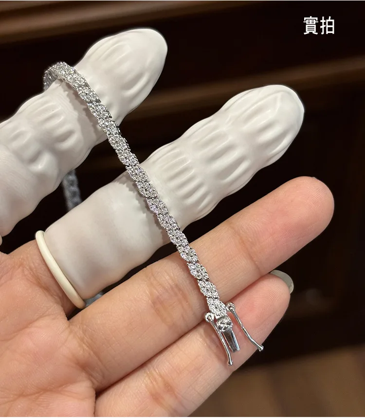 Фото Роскошный браслет из настоящей платины 18K PT950 с ромбовидными бриллиантами, женское элитное ювелирное украшение, подарок для вашей девушки. №4