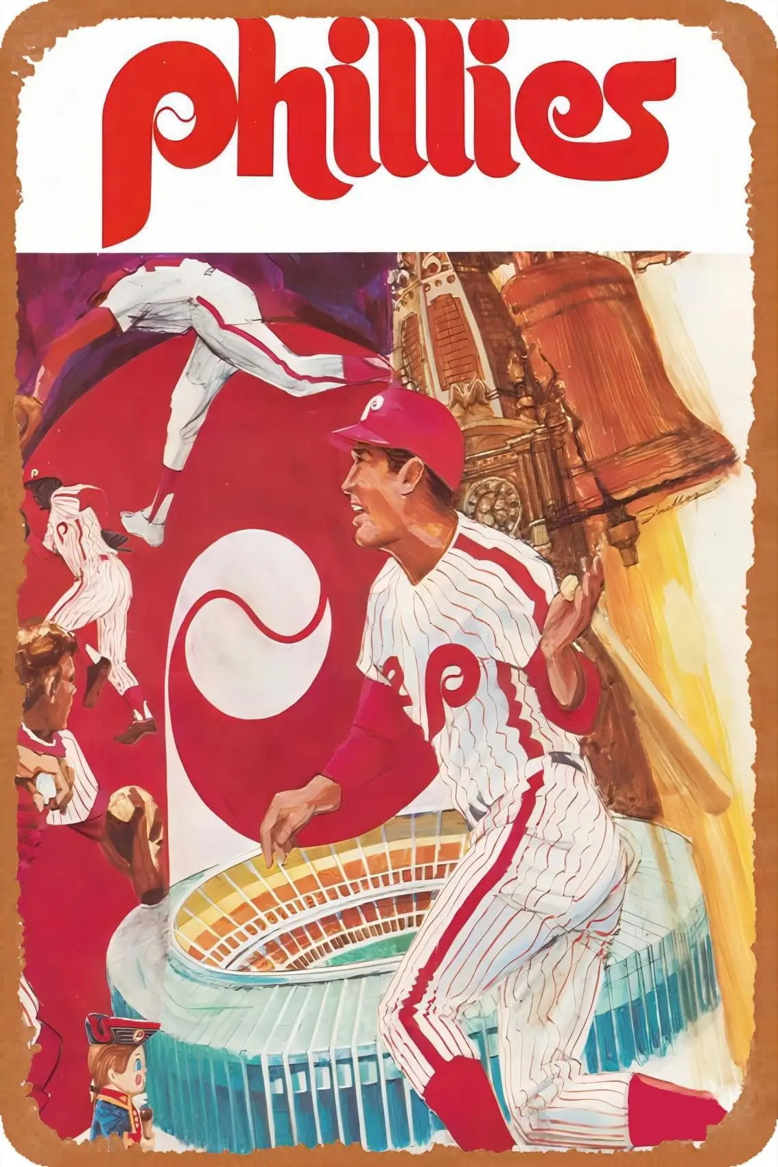 1971 PHILLIES Бейсбол художественный постер и Паб Бар винтажный жестяной знак