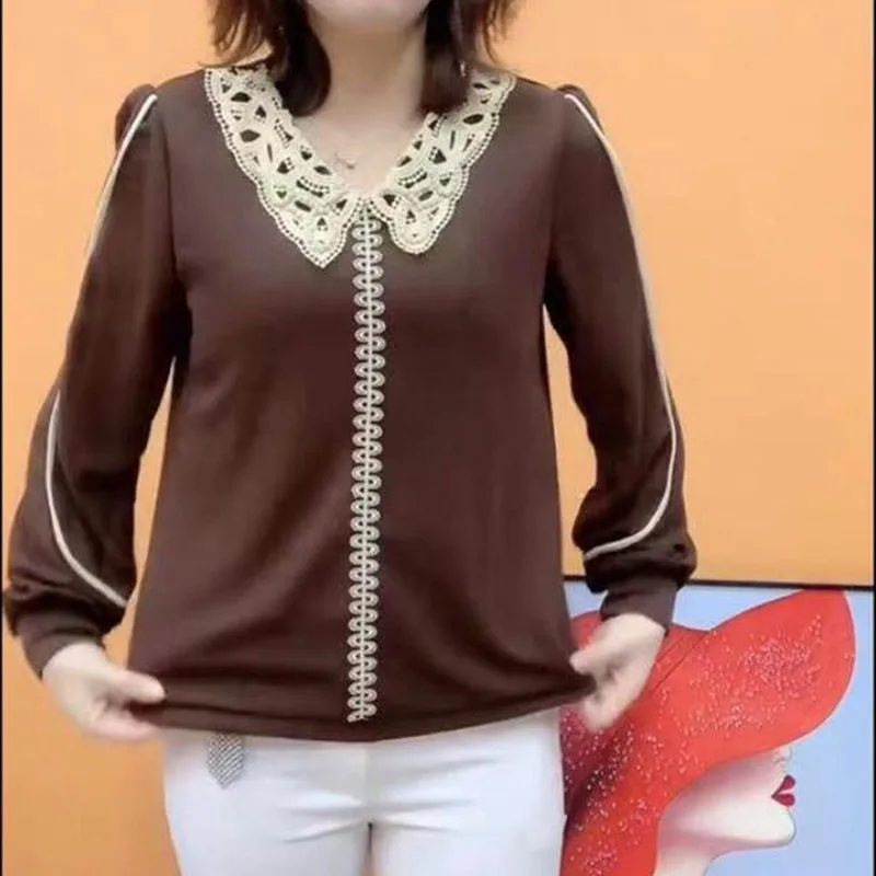 Женская футболка с длинным рукавом Повседневная Свободная Однотонная