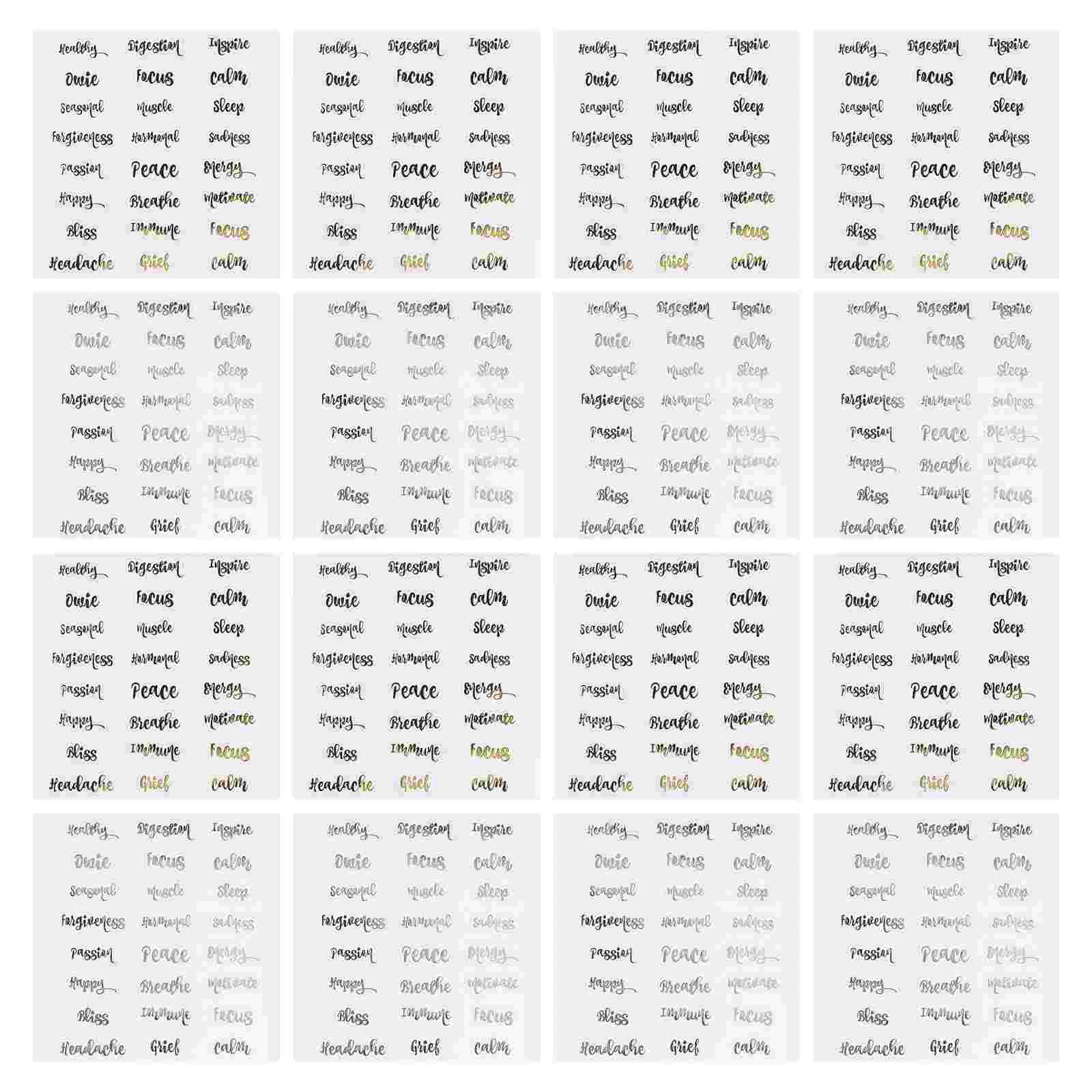 

18 Sheets Elegant Cosmetic Bottles Letter Labels Essential Oil Bottles Stickers