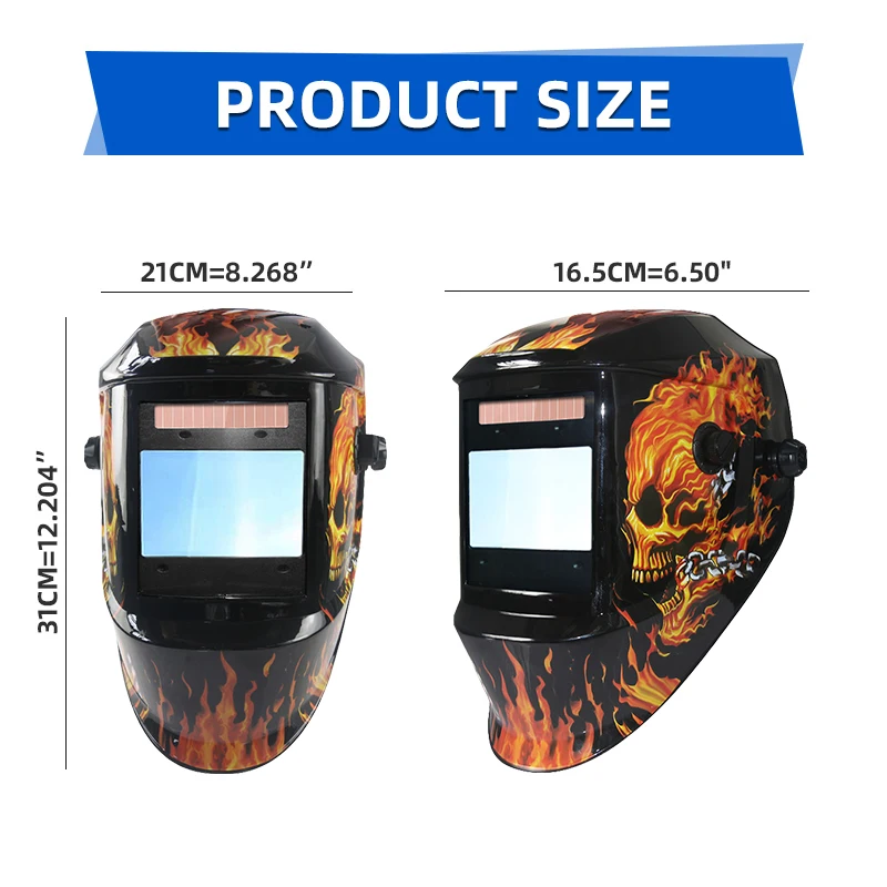 Маска сварочная с автозатемнением большой светильник 4 дуговыми датчиками