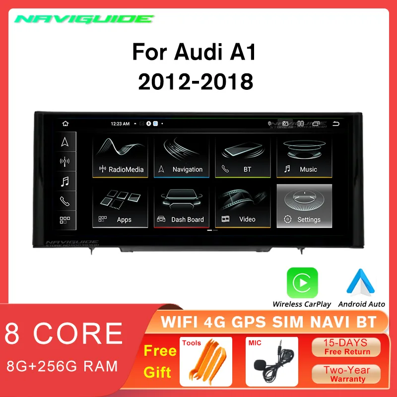 

NAVIGUIDE 10.25" Android 12 For Audi A1 LHD 2012-2018 RMC HN+R Car Multimedia Player Carplay Headunit Android Auto GPS Bluetooth