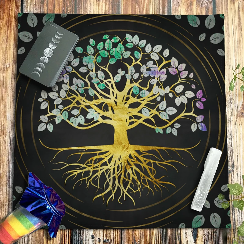 

Tree Of Life Yggdrasil Tarot Tablecloth Velvet Psychedelic Altar Cloth Pagan Witchcraft Spiritual Astrology Oracle Card Pad 99CM