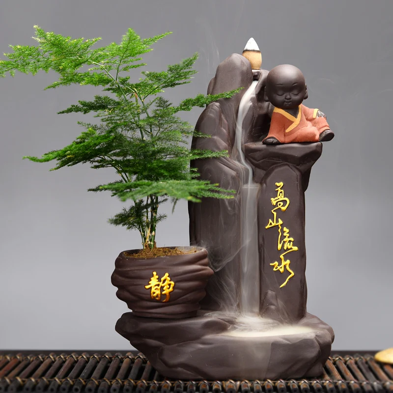 

Candle Backflow Incense Burner Holder Lotus Waterfall Censer Incense Burner Zen Garden Agarwood Cascata Home Decor LSL30XP