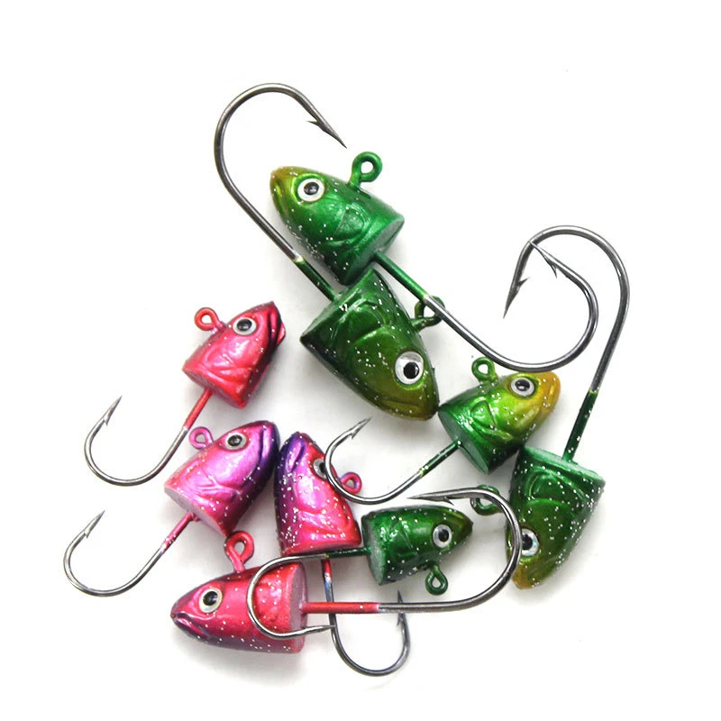 

3pcs Fish Head Hook Colored Weighted Hook 3.5g 5g 7g10g Jig Head Hook Fish Lure Soft Bait Fish Hook Fishing Tackle