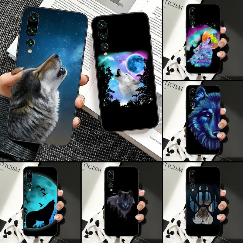 

Крутой чехол для телефона Wolf для Huawei P50 P40 P30 Pro Lite P Smart 2021 2019 Magic 3, мягкий черный чехол для телефона