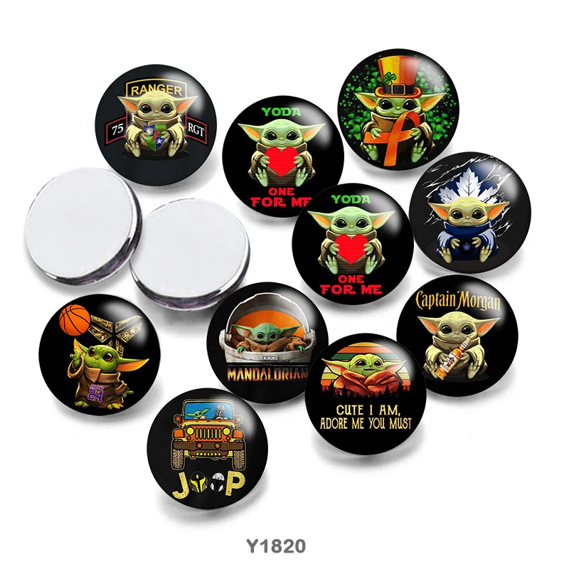 

Disney Star Wars Baby Yoda Round Photo Glass Cabochon 12mm/20mm/25mm Demo Flat Back Making Findings G1820