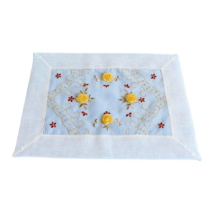 Горячая Распродажа кружевная нитка 3D вышивка розы коврик для стола