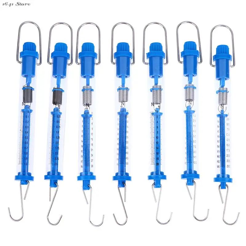 

1pc Practical Newtons Spring Scale Tubular Dynamometer Plastic Transparent Body Easy Hanging For Classroom