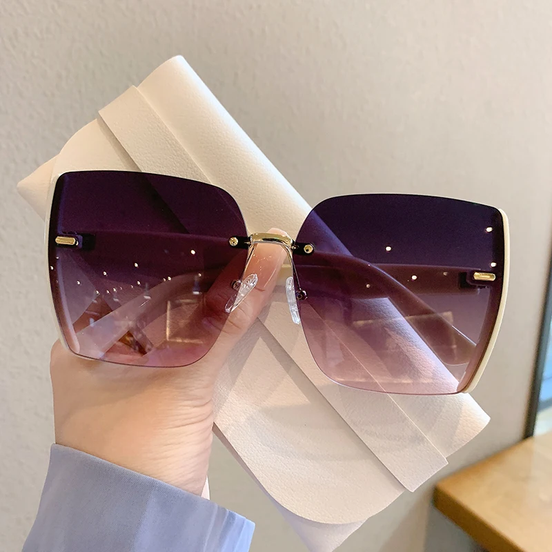 

New Rimless Square Frame Sunglasses Personalized Multicolor Trendy Fashion Female Eyewear Top Brand Designer Shades for Ladies