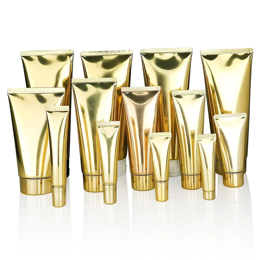

10ml 15ml 20ml 50ml 80ml 100ml 150ml 200g Gold Aluminum Squeeze Bottle Cream Lotion Soft Tube Cosmetics Refillable Container