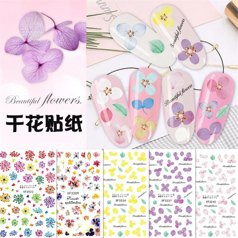 

1pcs Dry Flower Nail Sticker Real Mini Dried Blossom Backglue Water Decals For Nail Art Manicure Decoration DIY Nails Accessorie