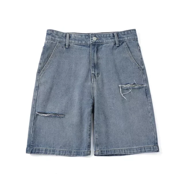 

2022New Summer New Streetwear Baggy Short Jeans Men Korean Fashion Loose Straight Wide Leg Denim Shorts Male Brand Black Blue