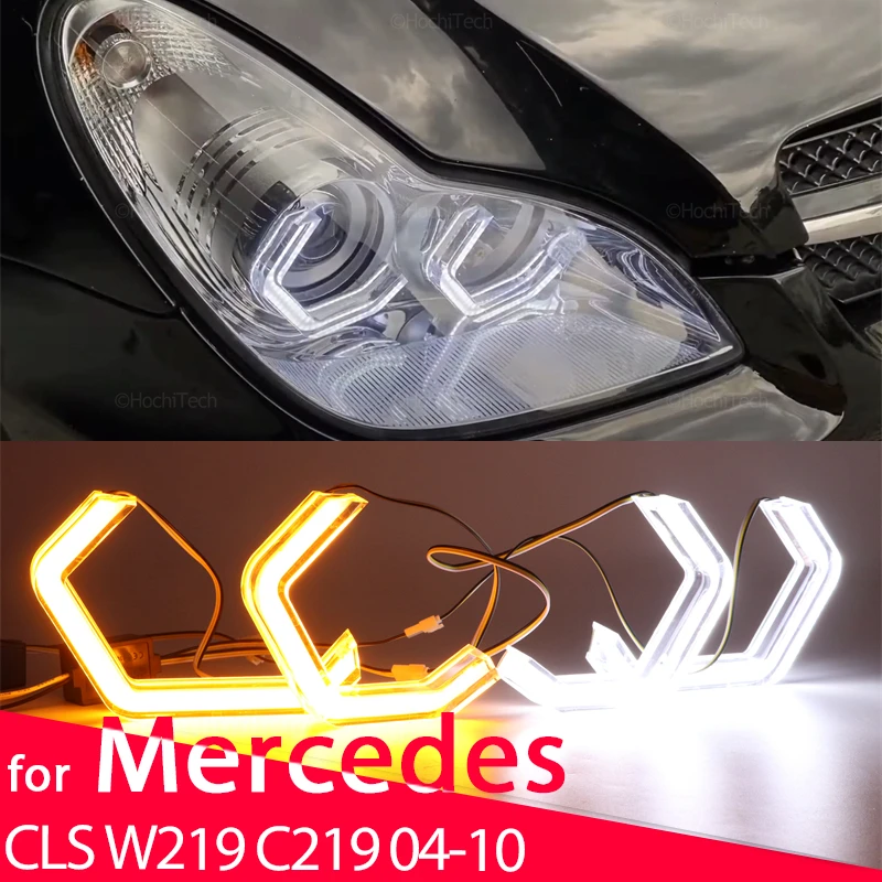 M4 Стиль светодиодные ангельские глазки лампа гало кольцо белая желтая лампа автомобисветильник освещение DRL стайсветильник для MERCEDES BENZ CLS W219 C219 2004-2010