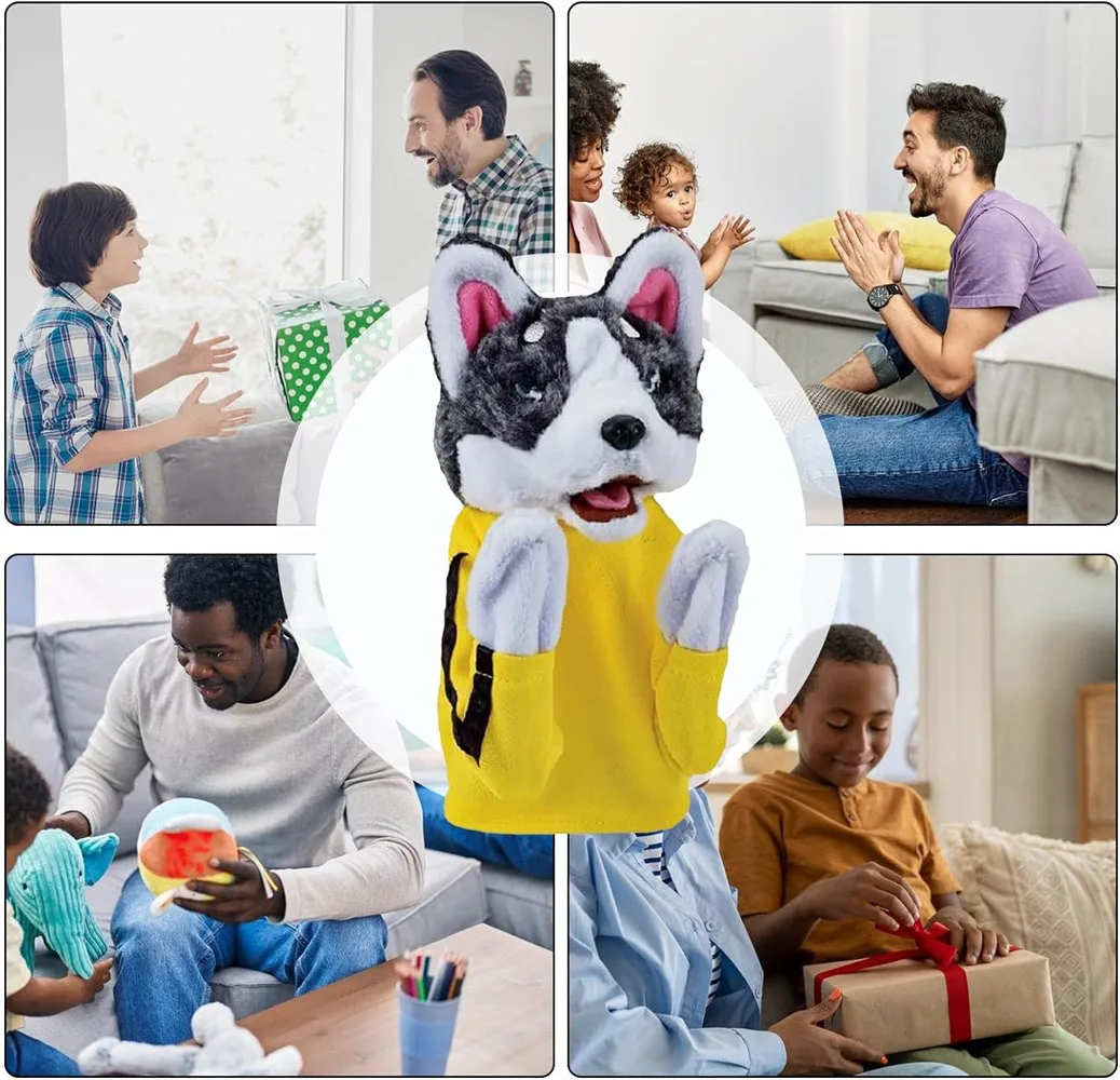 Интерактивная Светящаяся Боксерская Собака Вокальная Плюшевая Кукла-маппет