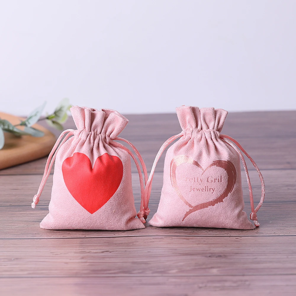 New 100 Pink Flannel Jewelry Drawstring Bags Gift Packaging Velvet Storage Pouches Storange Wedding Party Decoration Organizer