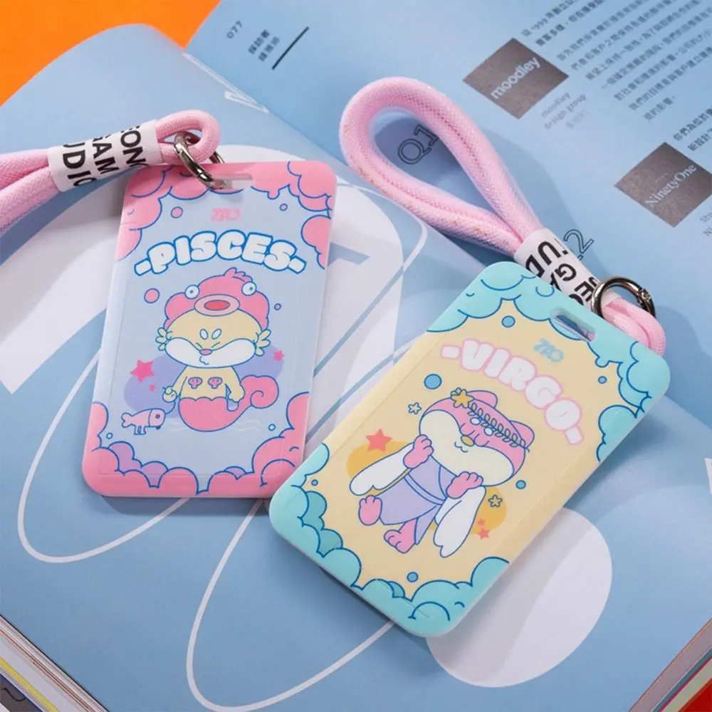 

Cute Twelve Constellations ID Badge Card Holder Business Card Protector Cover with Rope School Student Supplies Children Gifts