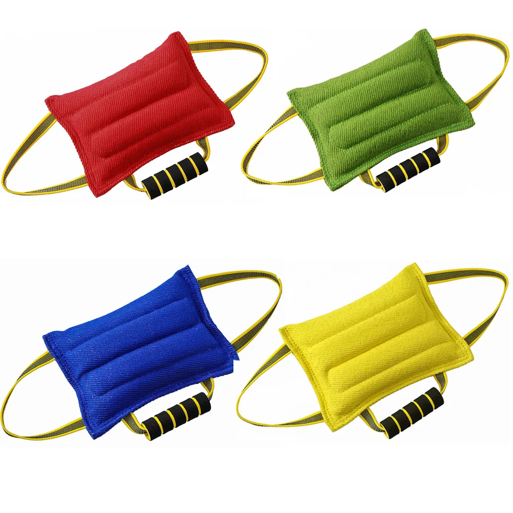 

Durable Dog Training Tug Toy Bite Pillow Sponge Handle Protection Cover with 2Rope Handles Dog Training interaction Play Chewing