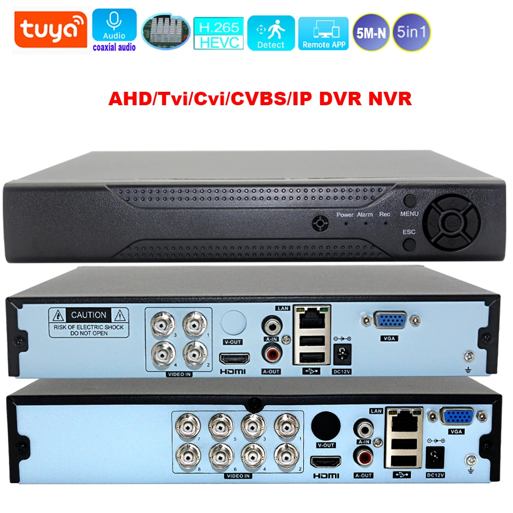 8CH/4CH 5M-N DVR Tuya App поддержка полноканального коаксиального Аудио Обнаружение