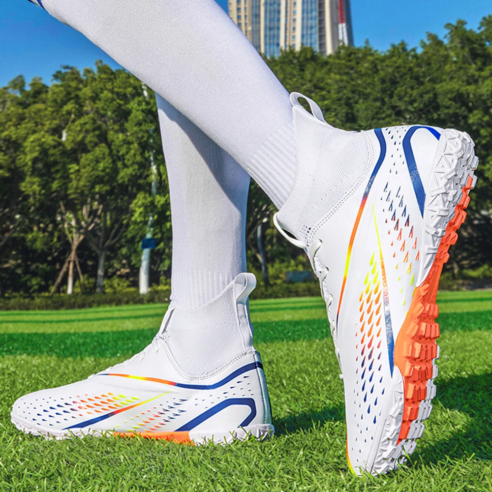 Men's High-Top High-Quality New Soccer Shoes TF/FG Anti-Skid Training Football Boots For Children's Outdoor Sneakers 33-45