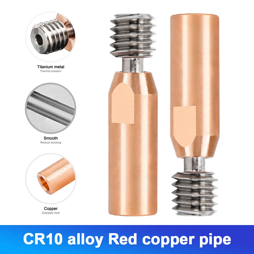 

All-Metal Bi-Metal CR10 Heat Break Titanium Copper M6 Throat For CR10 CR-10S Hotend Extruder 3D Printer Titanium Copper Throat