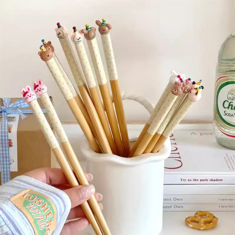 Китайские палочки для еды Kawaii Bear милые деревянные корейские японские фотообои