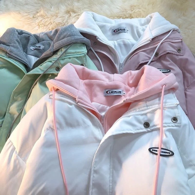 Cotton Coat For Women Cute Hooded Loose Jacket Autumn Winter Fashion Korea Padding Coat Parkas Thickened Warm Female Clothing