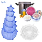 Разноцветные универсальные силиконовые крышки для кухонной посуды, многоразовые растягивающиеся крышки, крышка для кухонной посуды