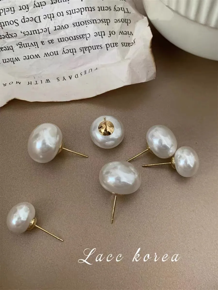 

French Retro Style Semi-round Pearl Earrings S925 Silver Needle Female Joker Gentle Temperament Elegant Earings Lady jewellery