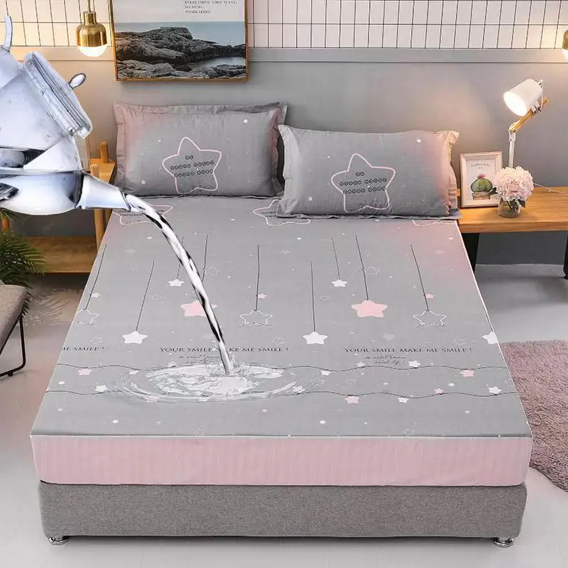 

Waterproof Bed Fitted Sheet with Elastic Band 100% Cotton Non-slip Bed Sheets Moisture Urine Proof Mattress Covers for Bedroom