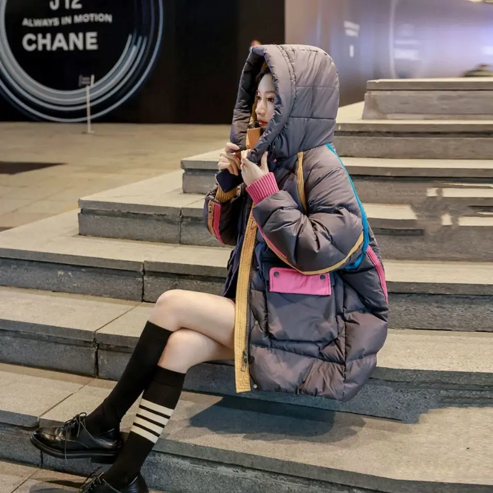 New Winter Women's Coats  Down Cotton Jacket Parka Long Sleeve Hooded Tops Superheat Jackets Korean Fashion Loose Oversize Brand