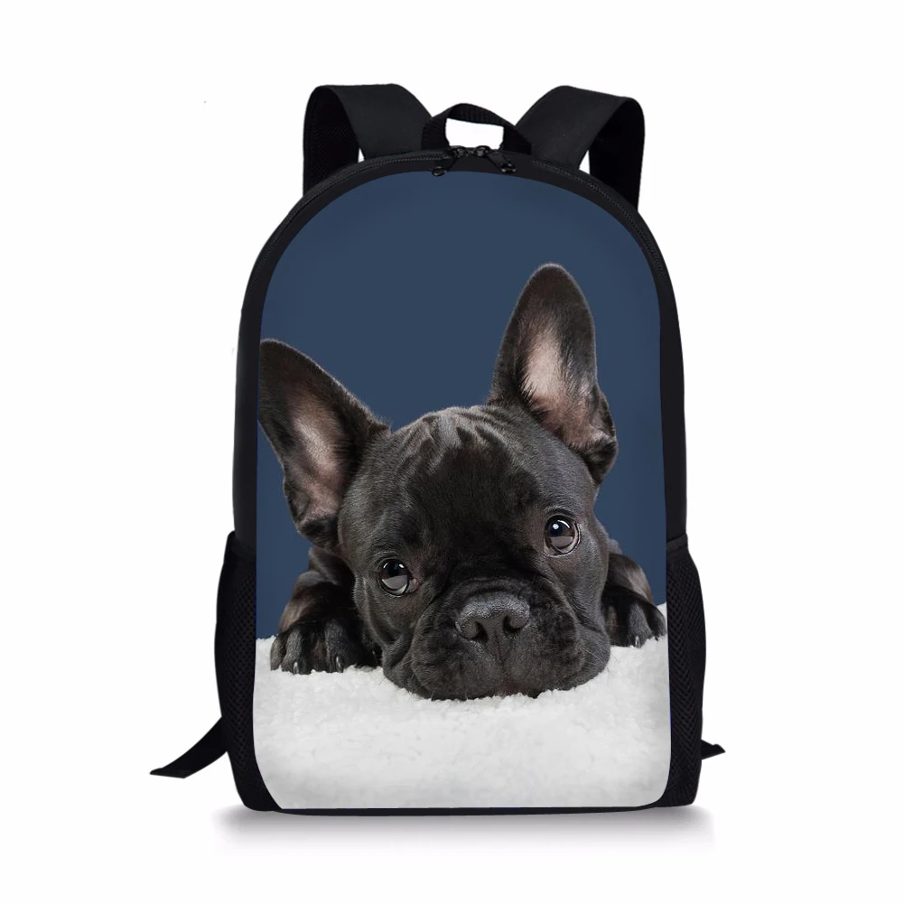 Bulldog Pattern Print School Bags Daily Travel Climbing Durable Backpack Trendy Birthday Gift for Kids Fashion Knapsack